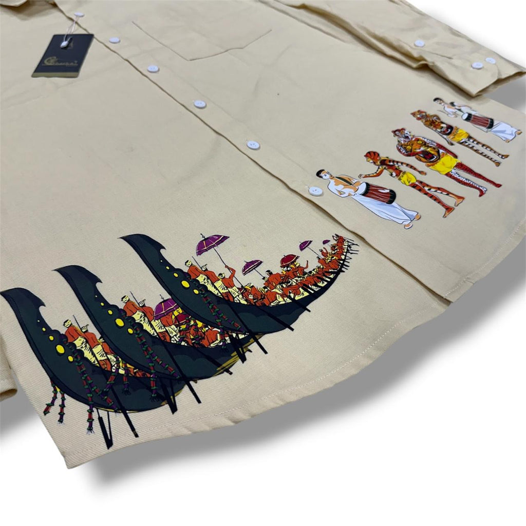 Onam Chronicles – Vallam Kali & Pulikali Printed mens Shirt