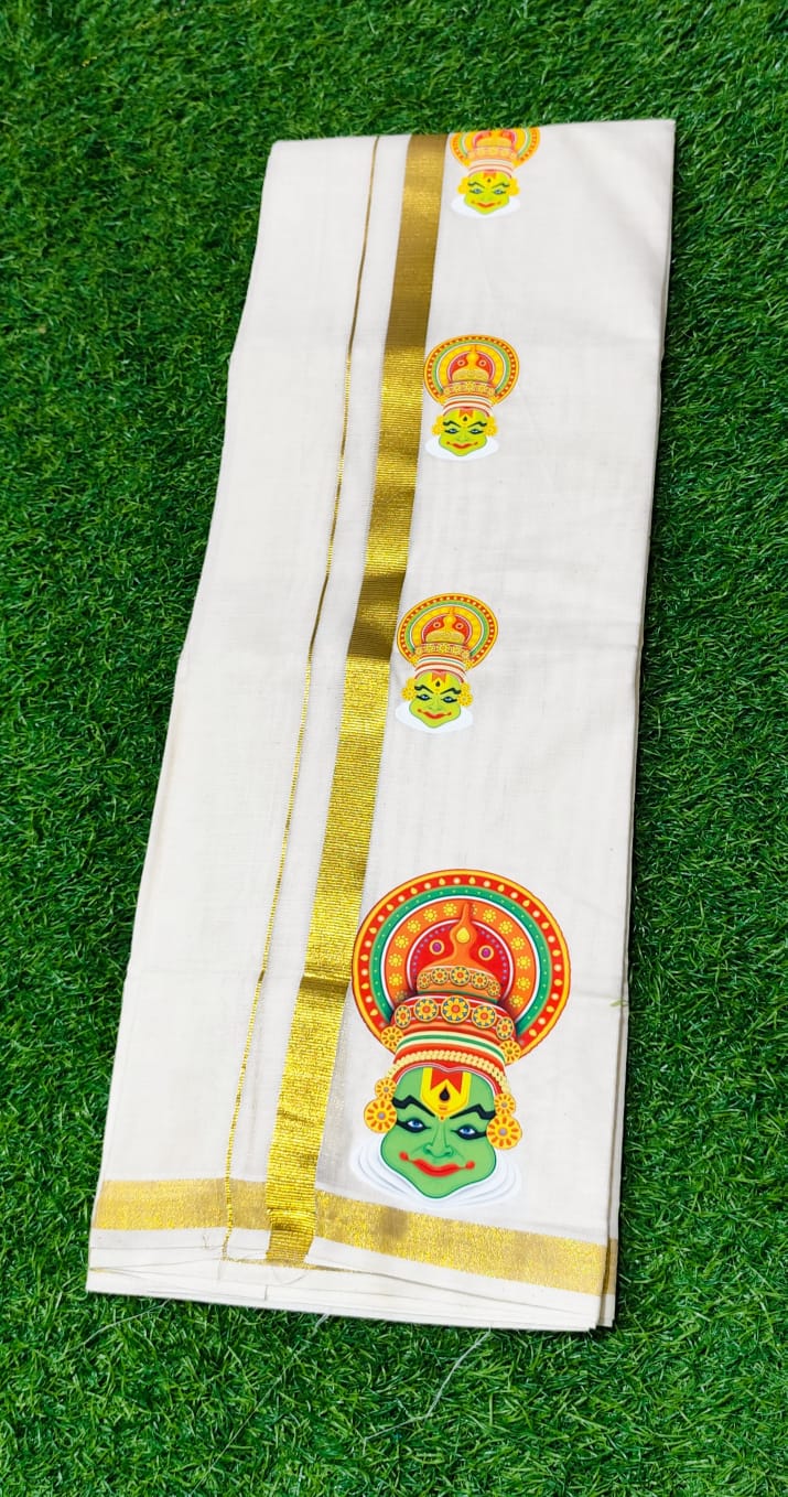 Mens Dhoti with Kathakali print