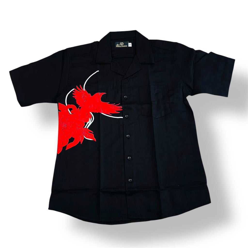 Men's Shirt with Red Phoenix Floral Graphic
