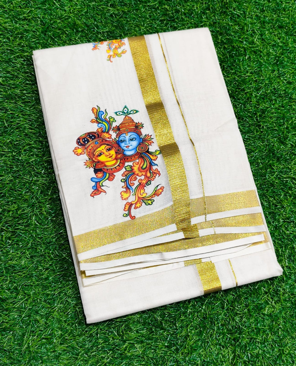Mens Dhoti with Krishna and Radha print