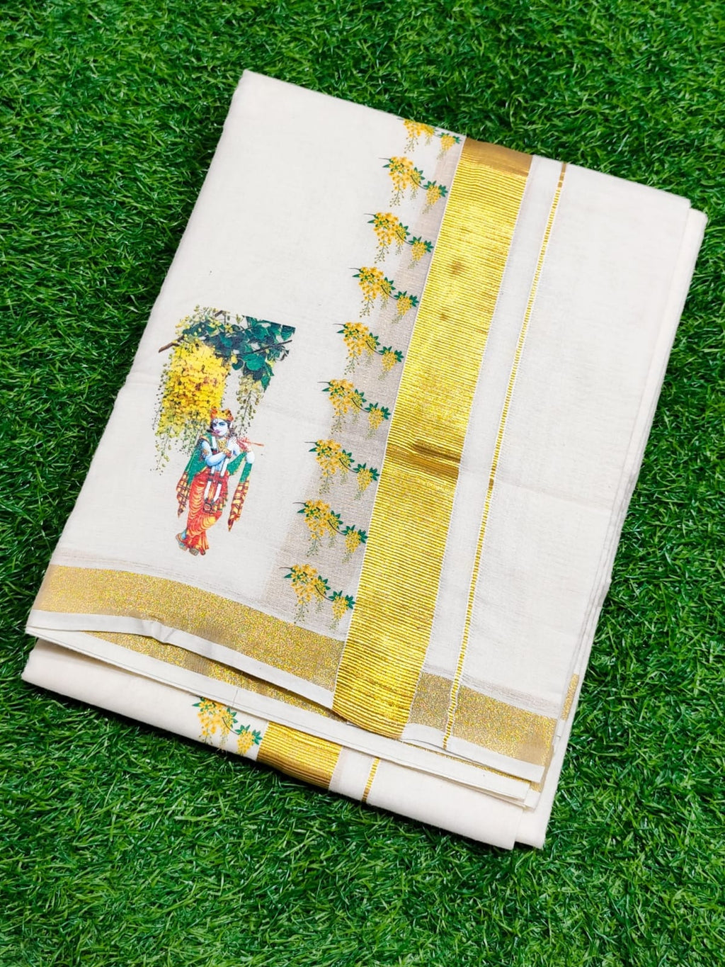 Mens Dhoti with krishnan and Kannikonam