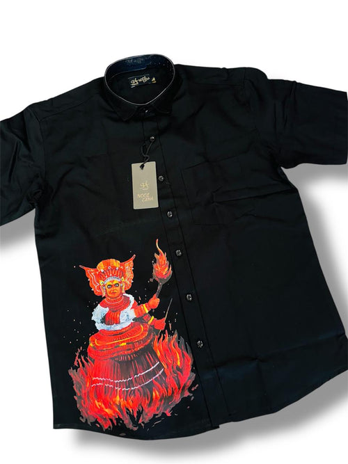 Kathakali heritage with fire Print mens shirt