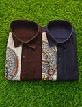 Kerala Traditional Kathakali Print Shirt and Mundu Combo for Mens