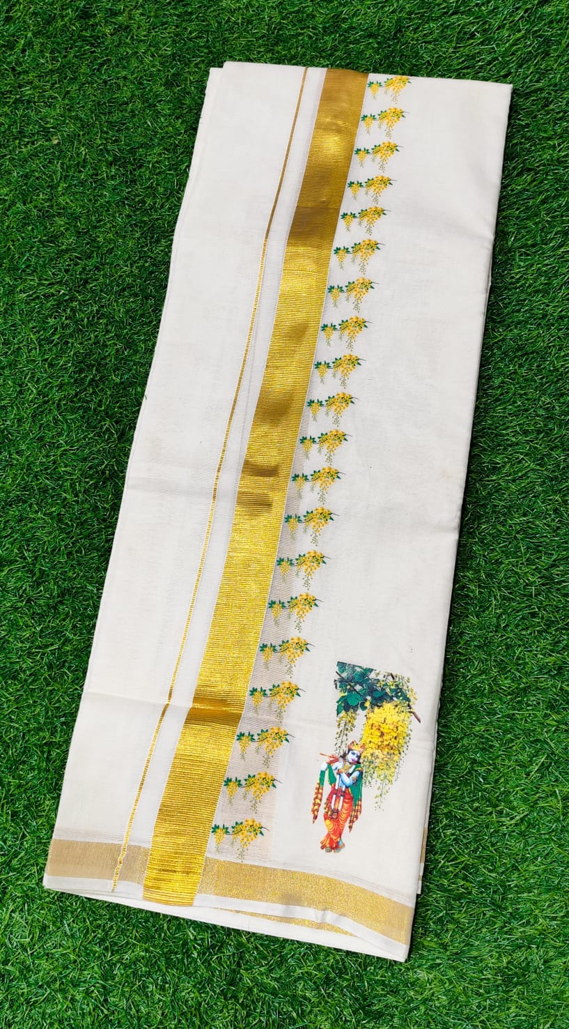 Mens Dhoti with krishnan and Kannikonam