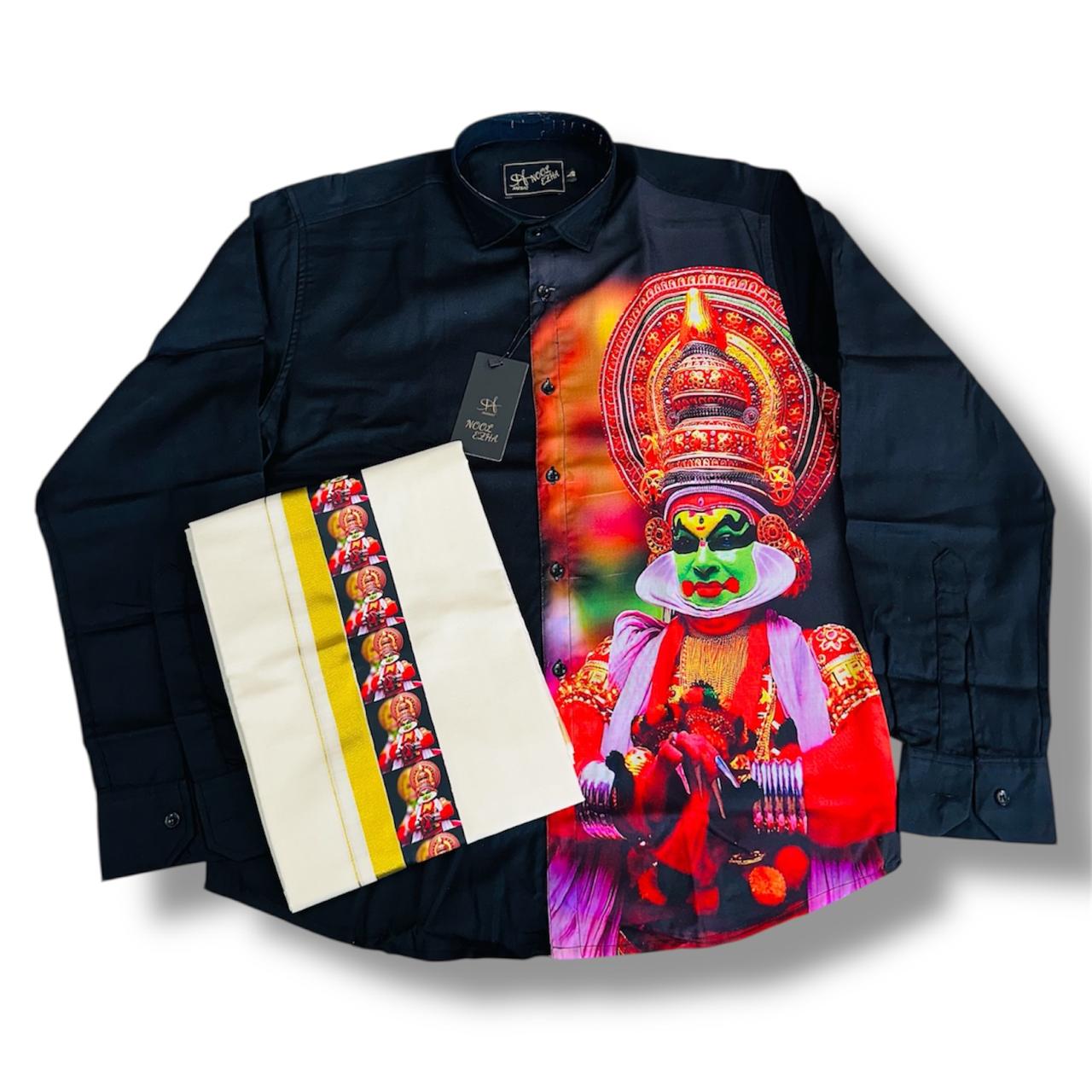 Mens shirt with kathakali print with mund