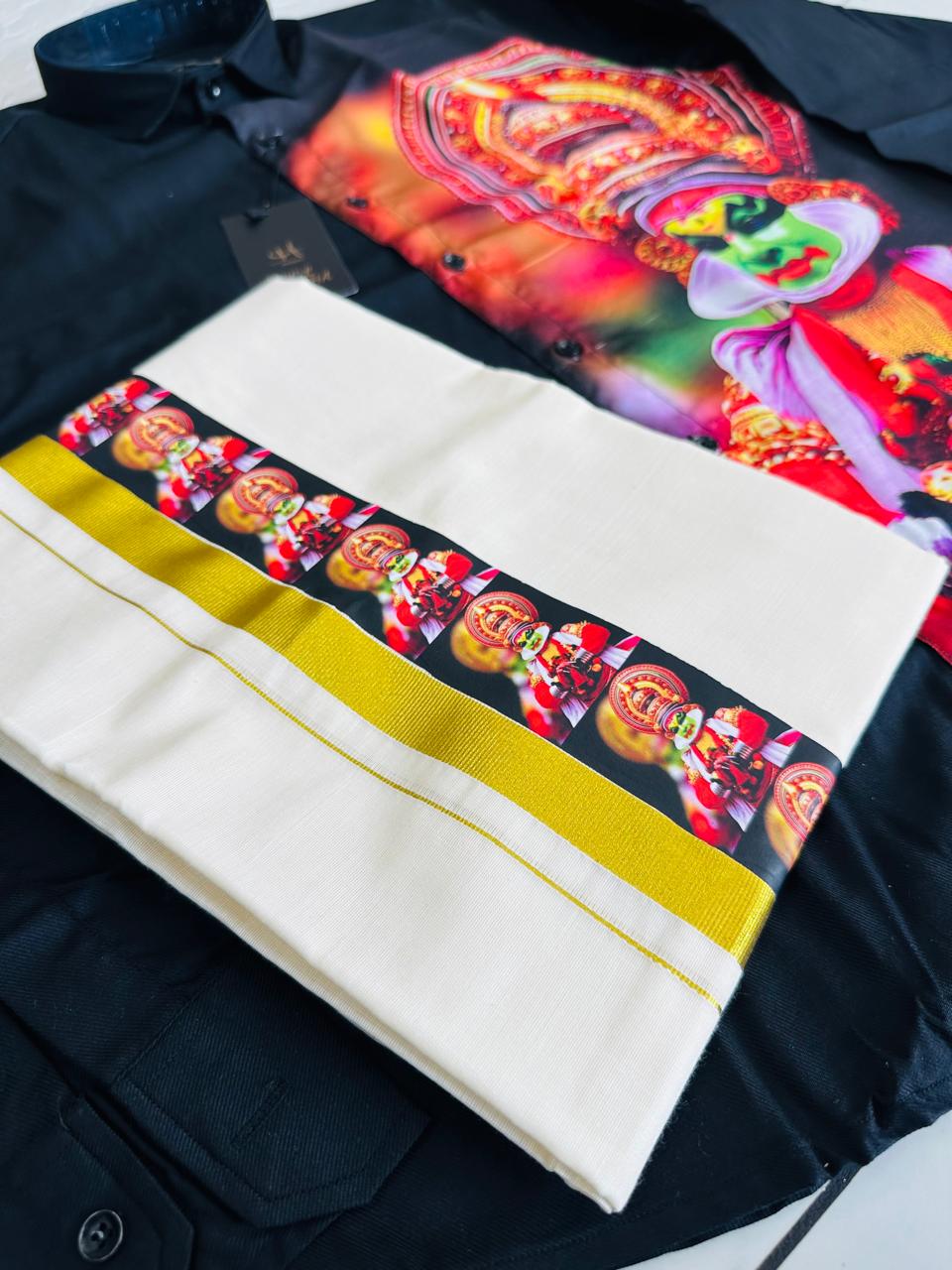 Mens shirt with kathakali print with mund