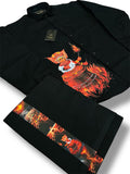 Kathakali heritage with fire Print mens shirt and dhoti combo