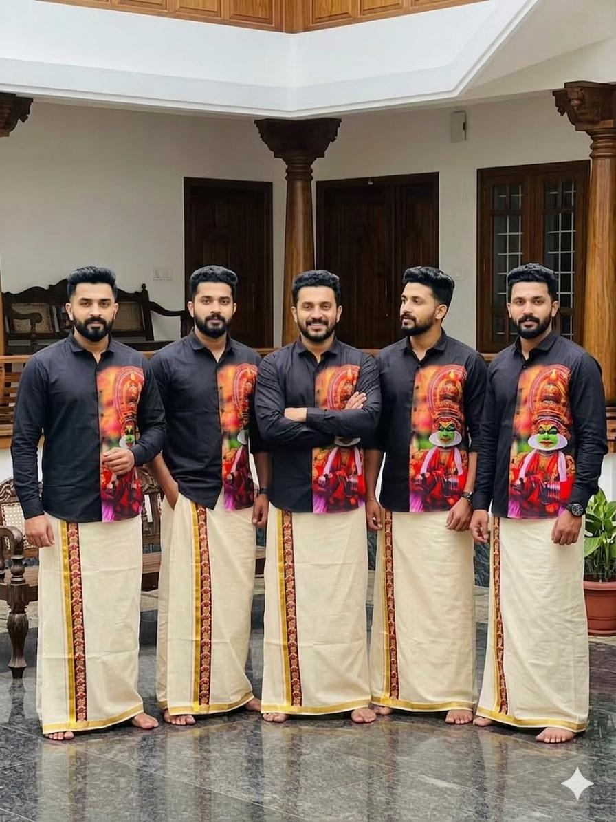 Mens shirt with kathakali print with mund