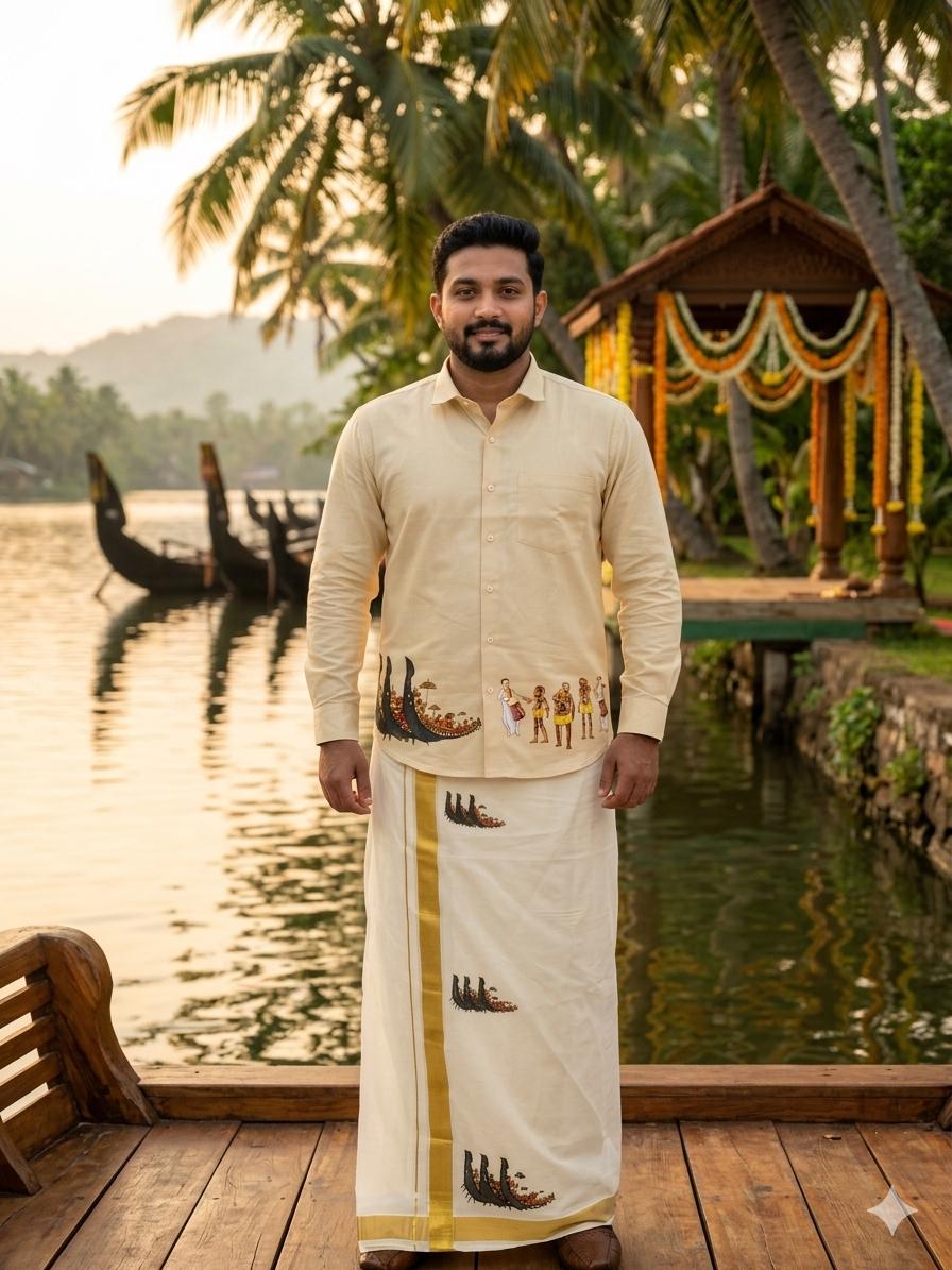 Onam Chronicles – Vallam Kali & Pulikali Printed mens Shirt