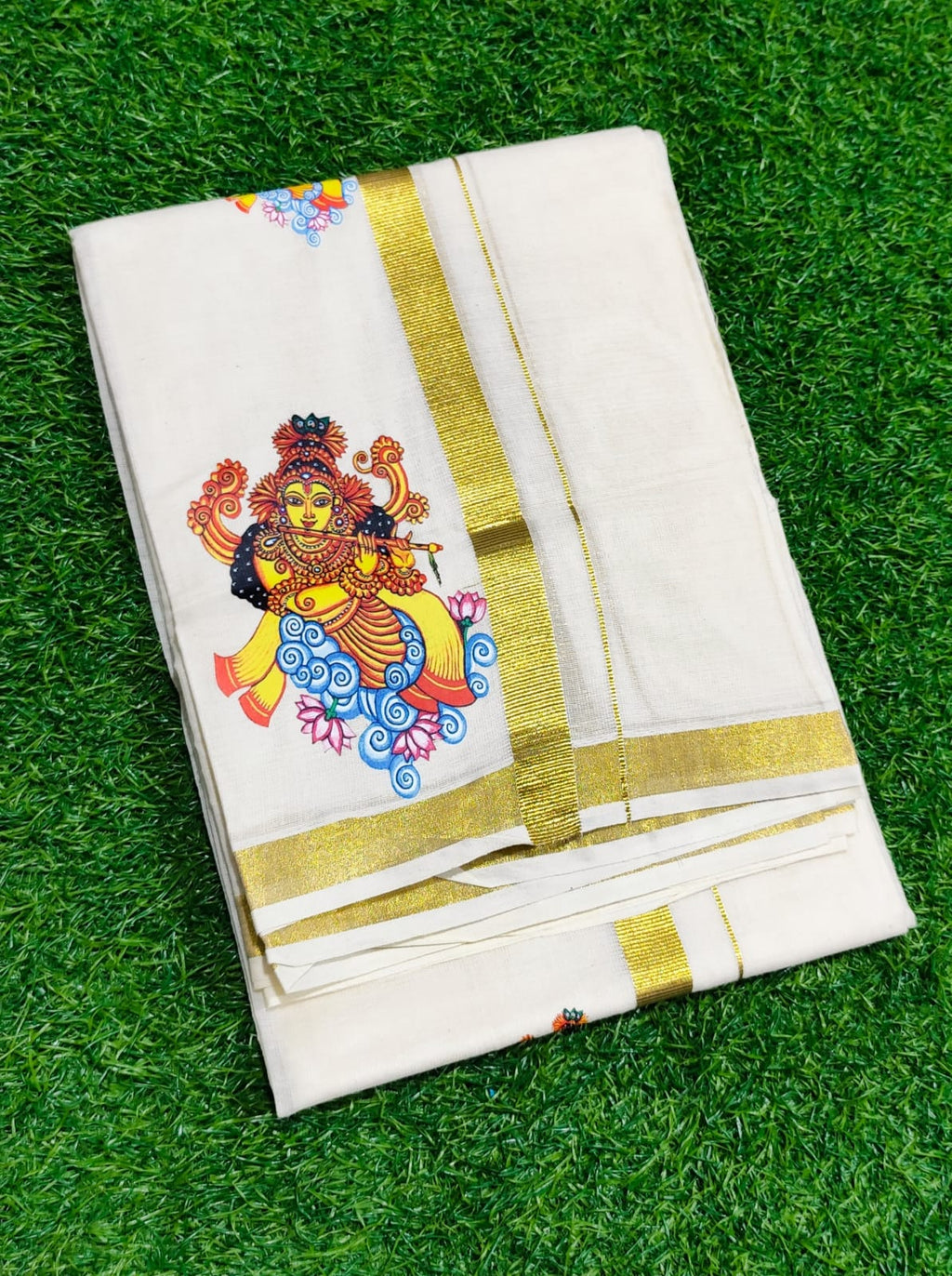 Mens Dhoti with mural Krishna print