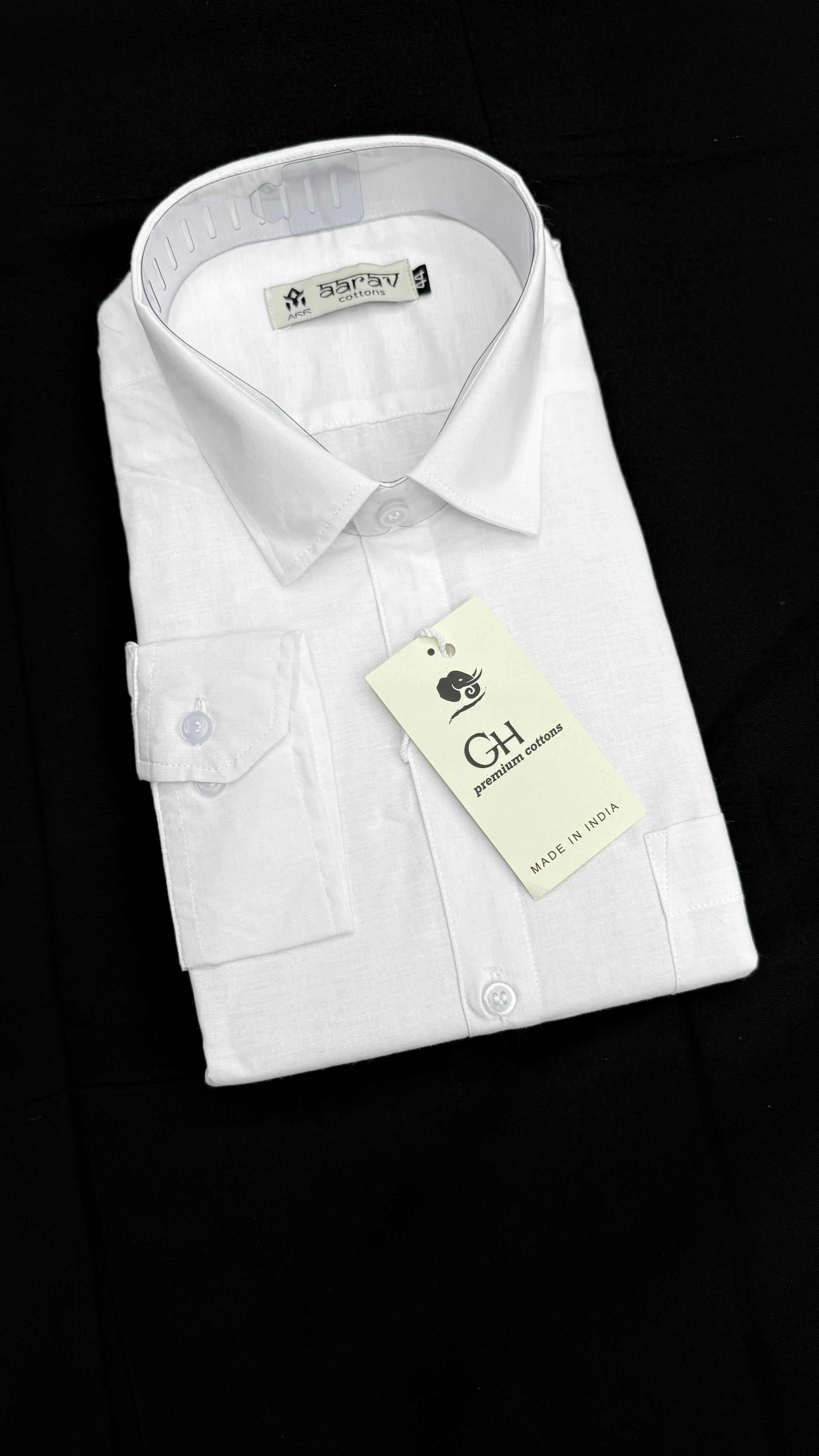 Premium Men’s Pure Cotton White Shirt
