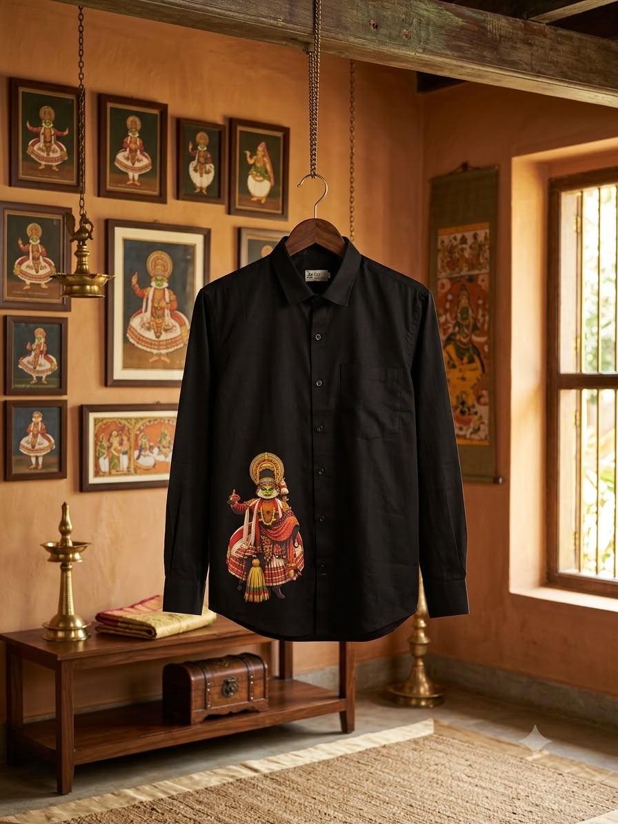 Classic Kathakali – Men's Cultural Print Button-Down mens shirt