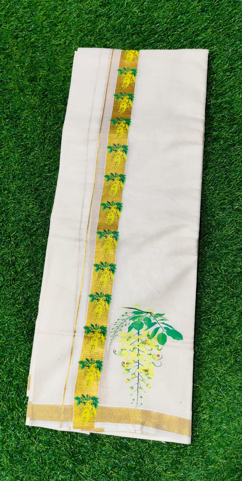 Mens Dhoti with Kannikonam print