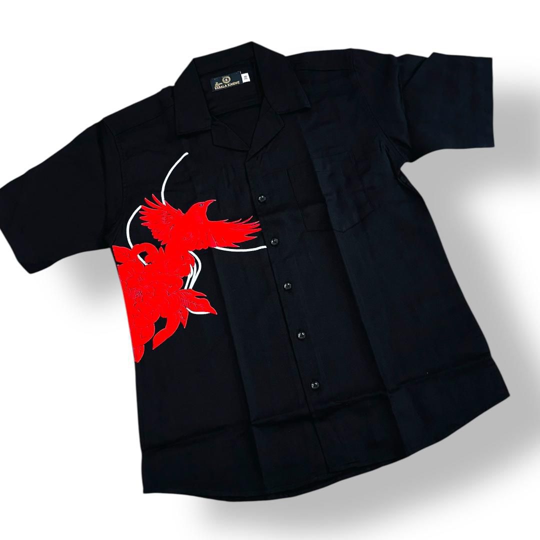Men's Shirt with Red Phoenix Floral Graphic