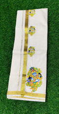 Mens Dhoti with Blue krishna print