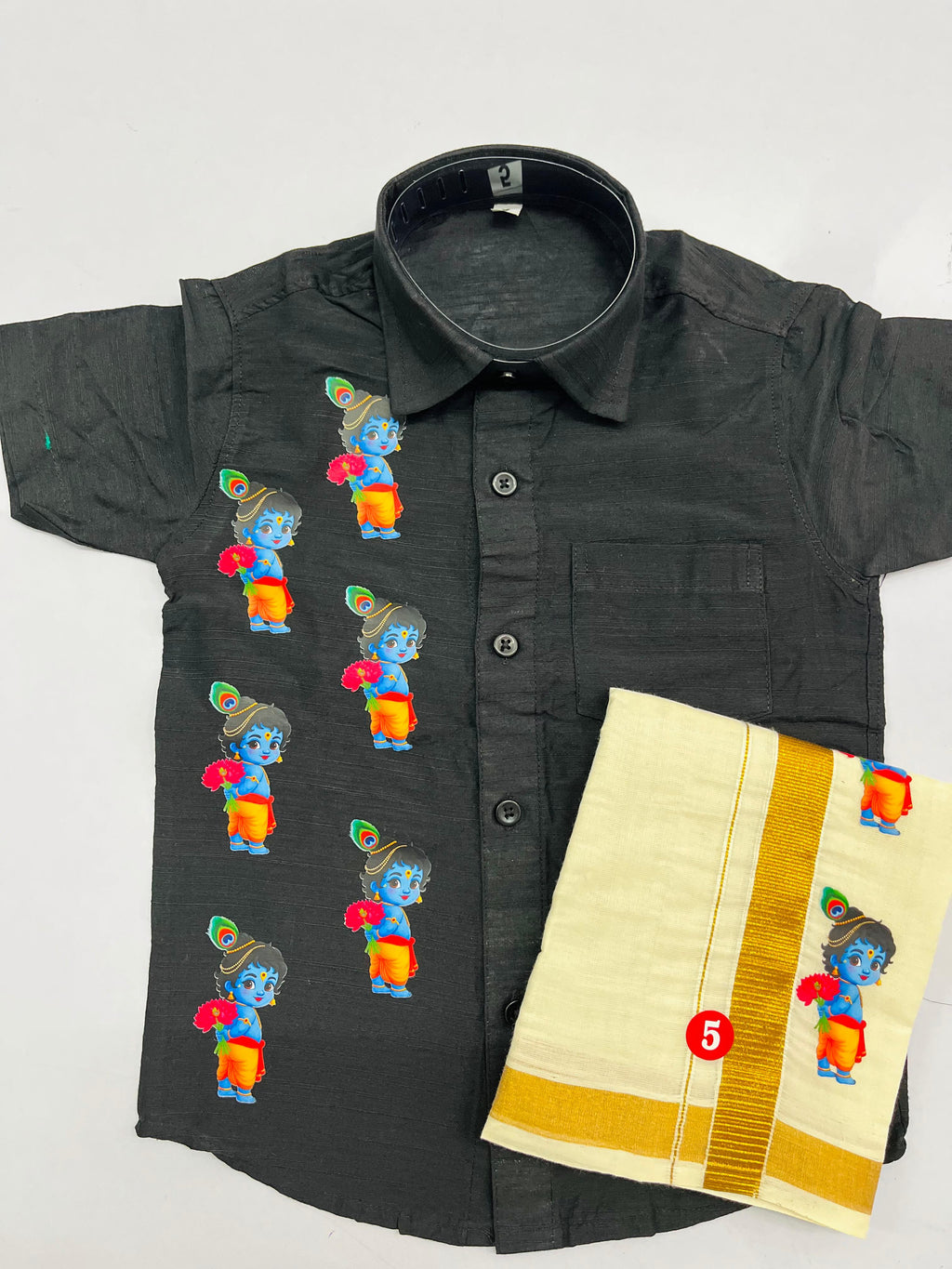 Boys Shirt and Dhoti combo with Baby Krishna print