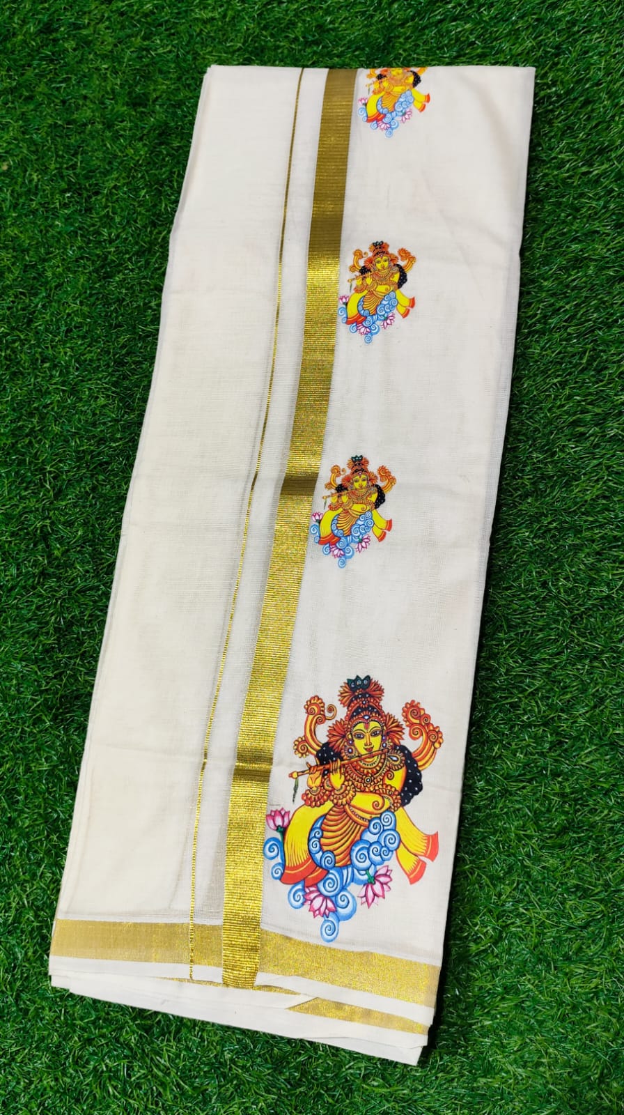 Mens Dhoti with mural Krishna print