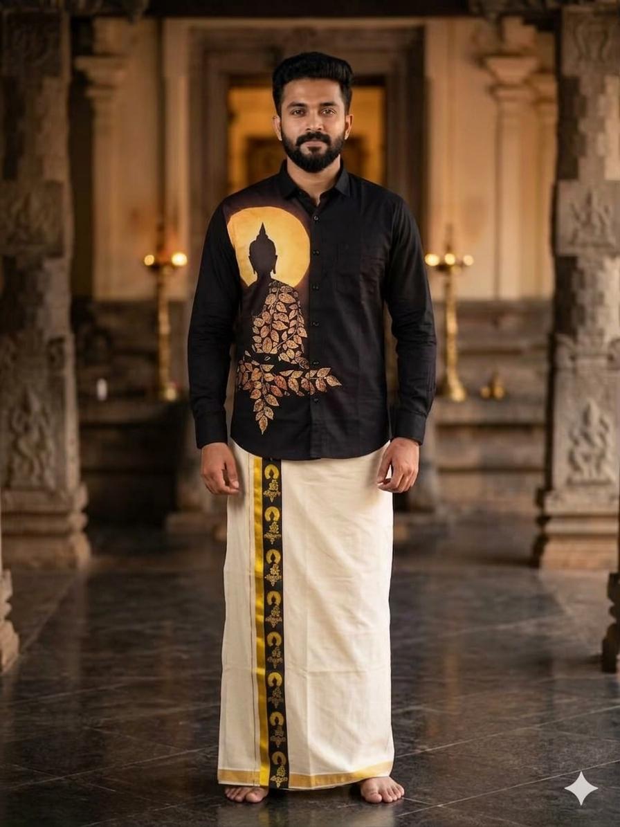 Mens Shirt with Buddha print