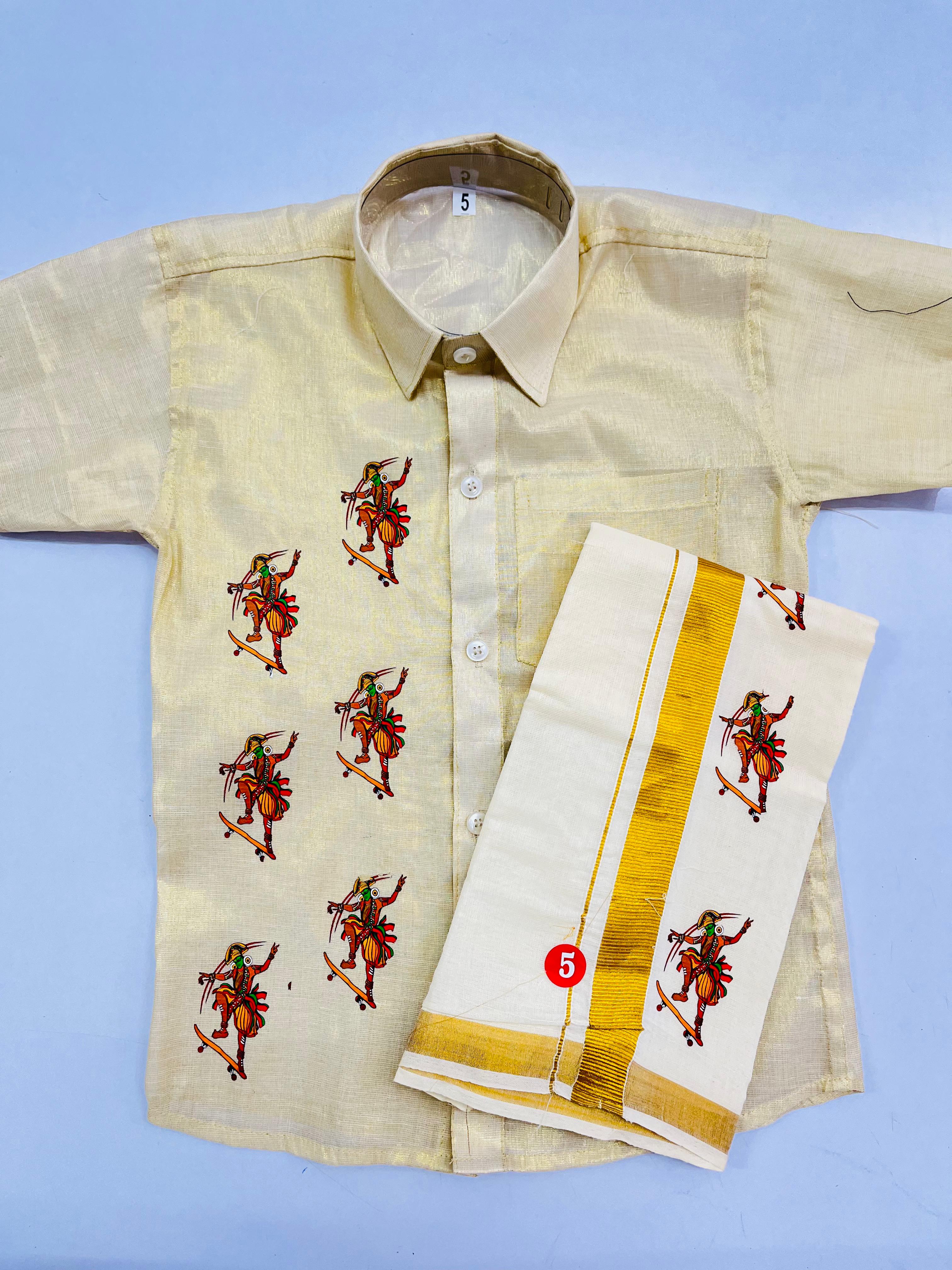 Boys Shirt and Dhoti combo with theyyam in skating board