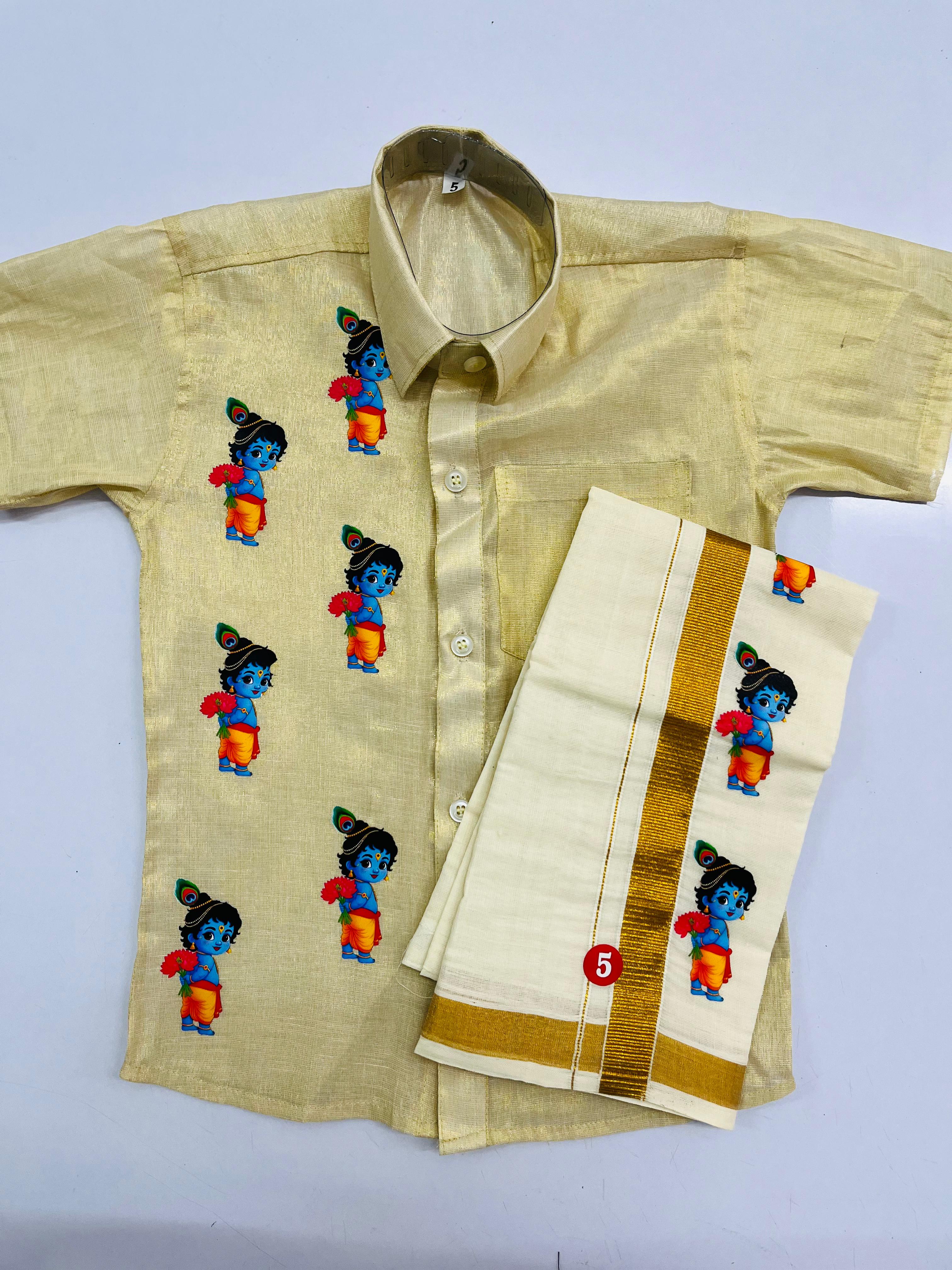 Boys Shirt and Dhoti combo with Baby Krishna print
