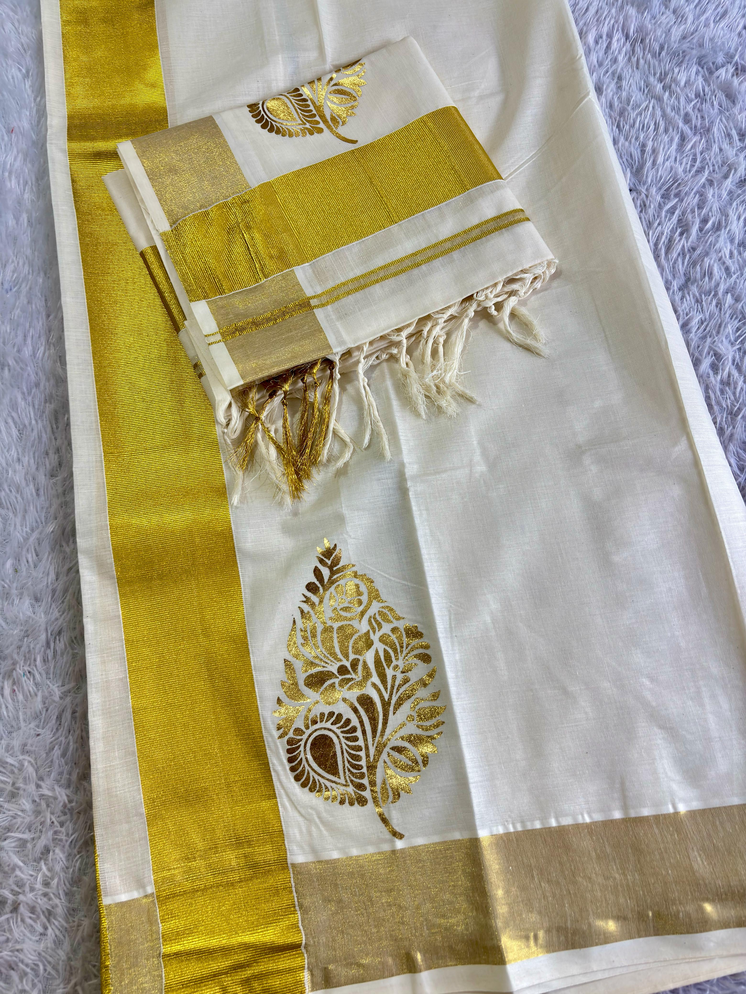 Womens golden Foil Kasavu set mund