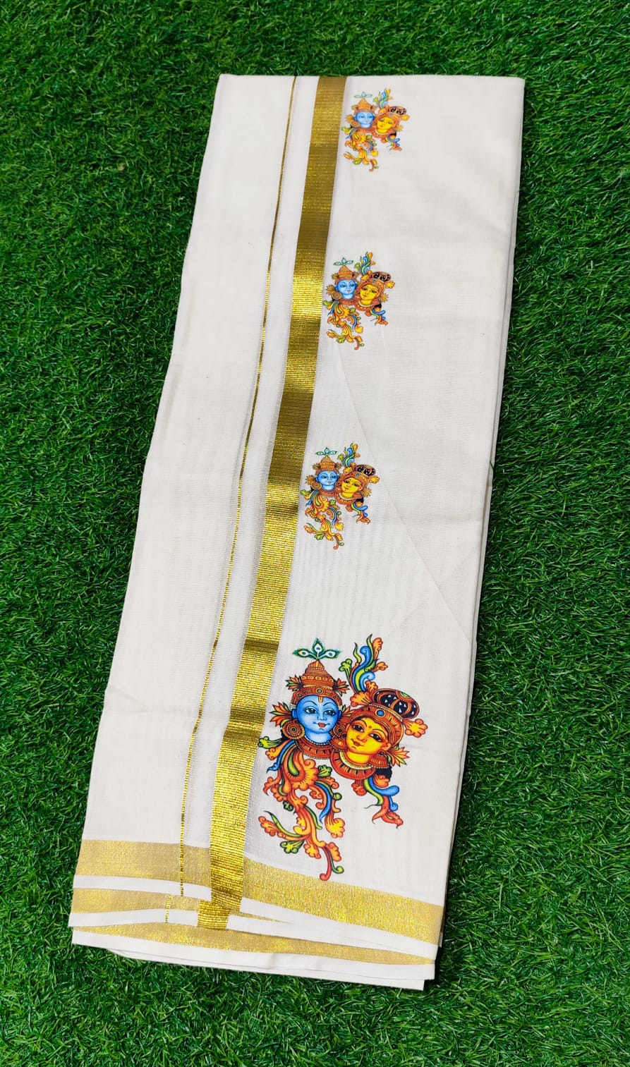 Mens Dhoti with Krishna and Radha print